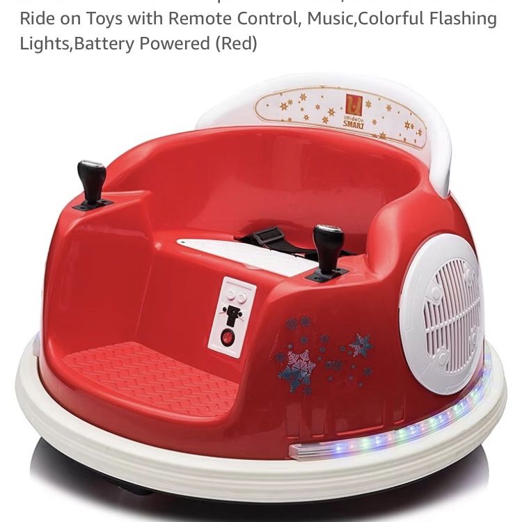 u URideon Ride On Bumper car for Kids, 6V Electric Vehicle Ride on Toys with Remote Control, Music,Colorful Flashing Lights,Battery Powered (Red)