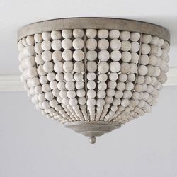 Pottery Barn Leila Wood Bead Flush Mount (15") 