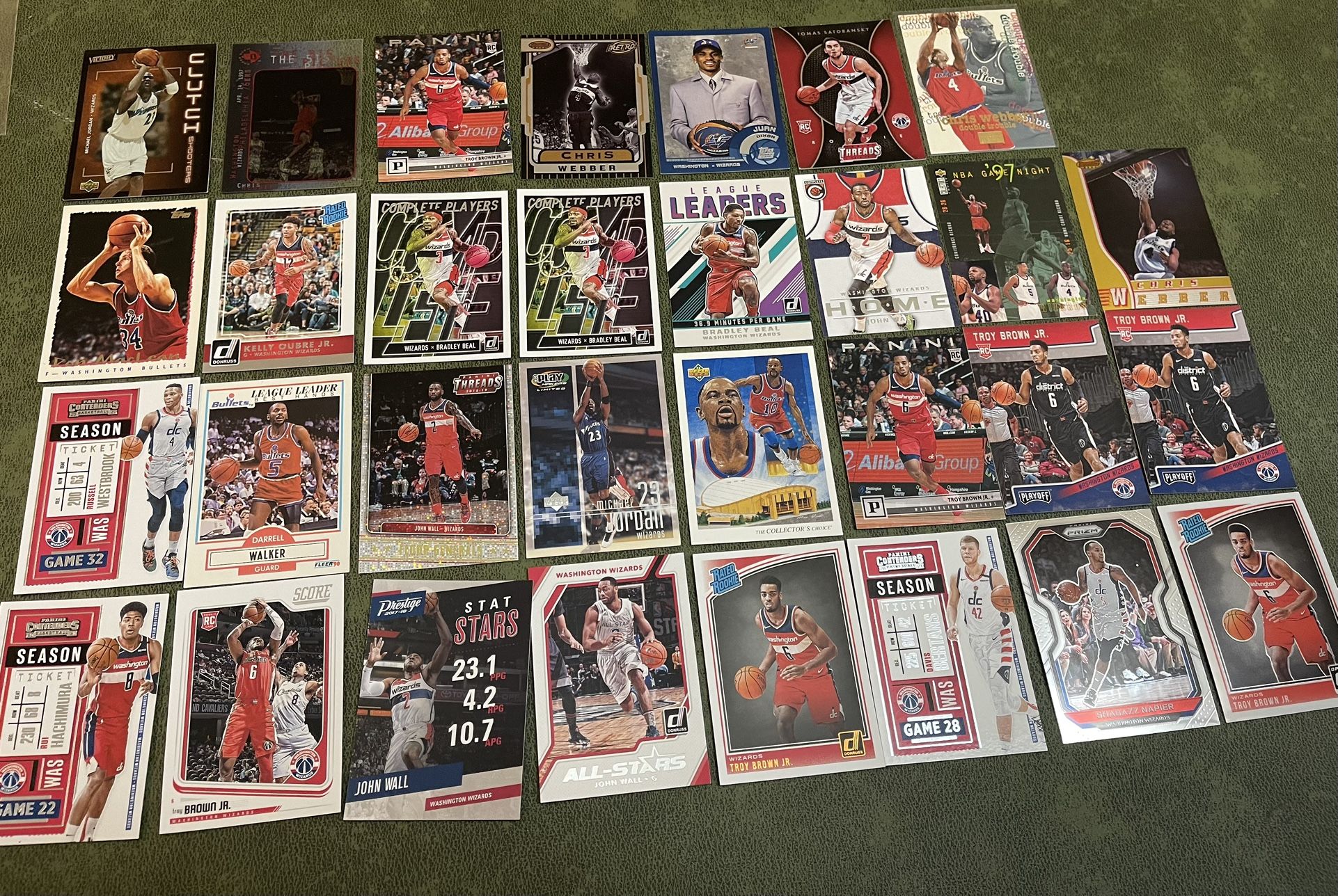Lot Of 31 Washington Wizards Basketball Cards Including Jordan