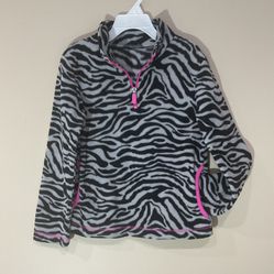 Girl’s Soft & Cozy Zebra Fleece Sweater, 4-6 yr