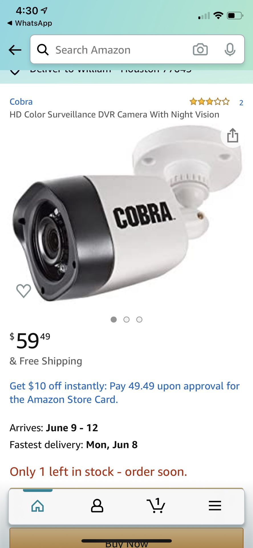 Cobra Hd color survalance camera dvr with night vision