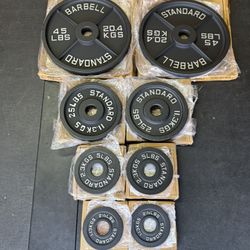 New- Olympic Cast Iron Weight Plate Set