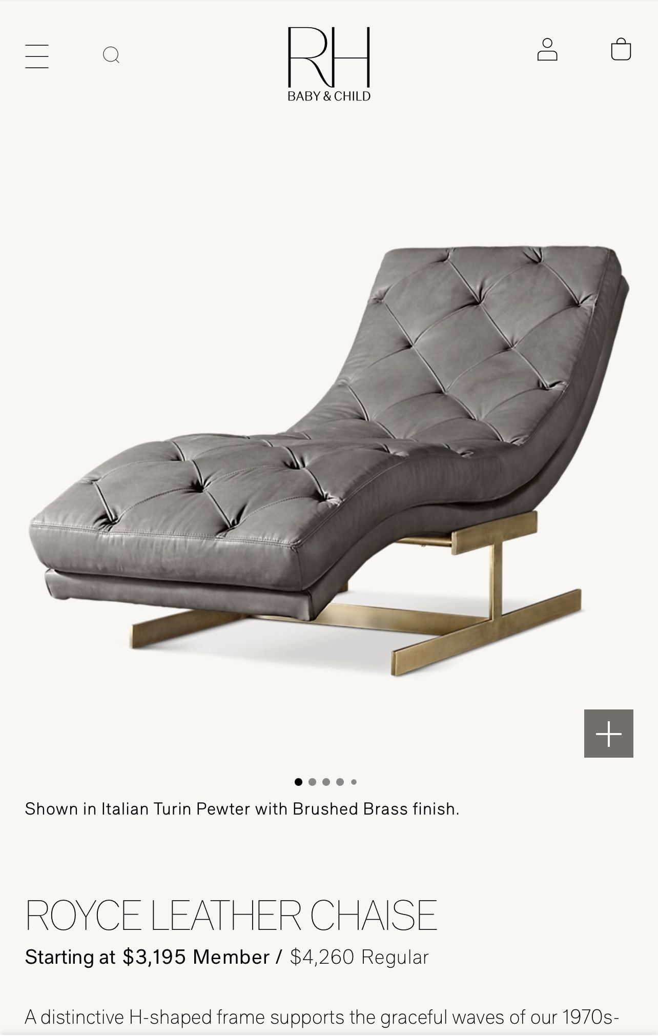 Restoration hardware Pewter And Brass Lounger