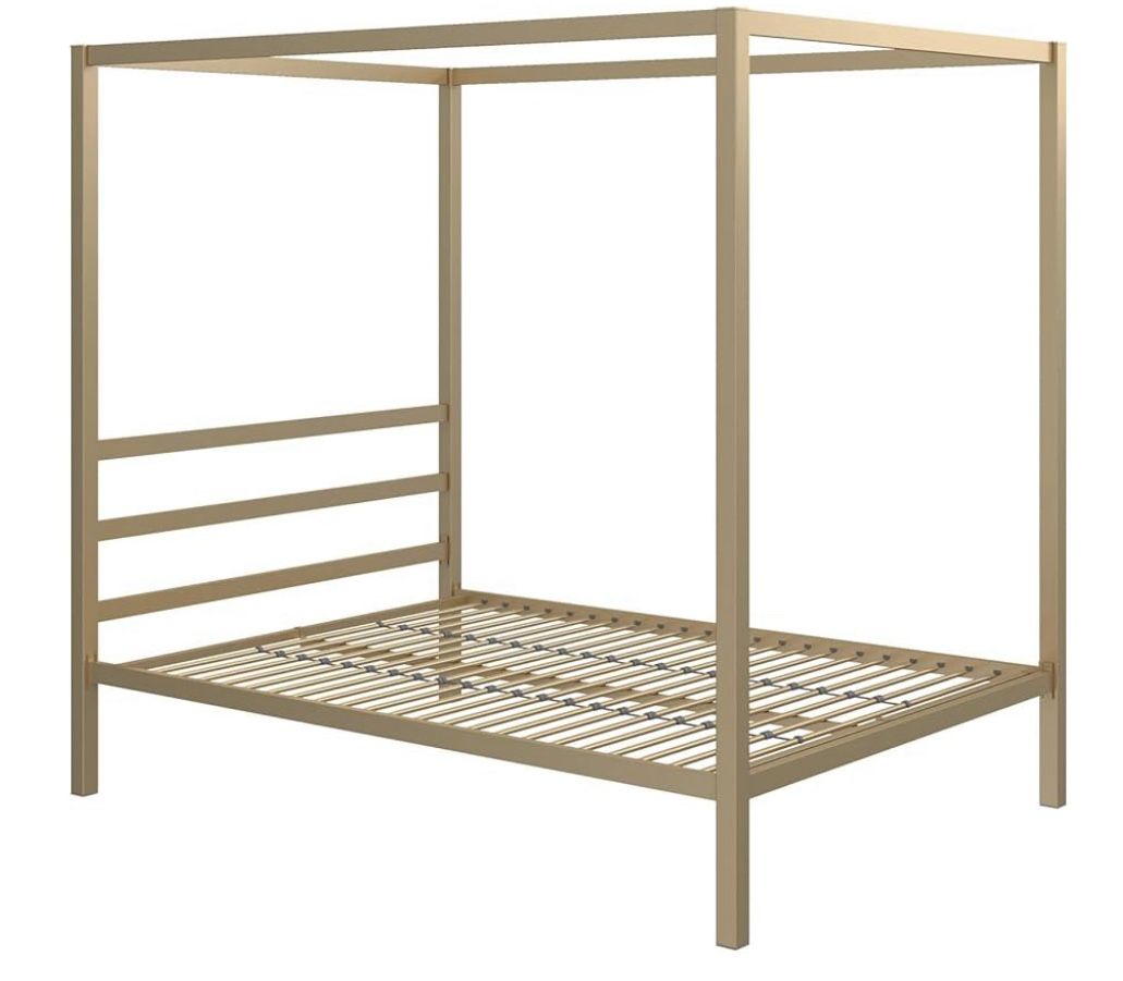 Modern Metal Canopy Twin Size Platform Bed with Mattress