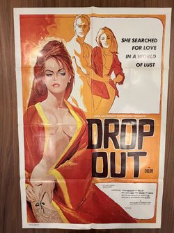 “Original 1971 DROP OUT Movie Poster 27x41 Exploitation Grindhouse Rare Sexy Art