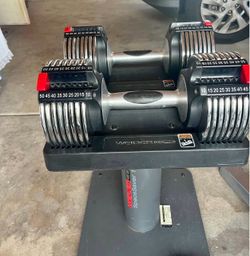 Weider Space Saver 50 Pound Adjustable Dumbbells with Stand