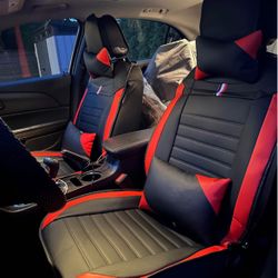 Car Seat Cover (Brand New Full Set) Black & Red Executive Leather(PU) for all 5 Seats!
