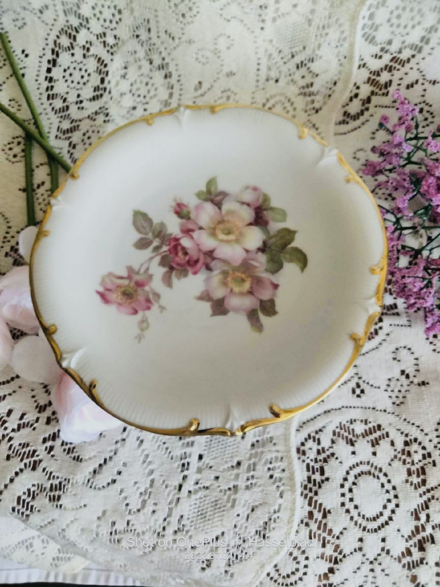 Vintage Bone China Bavarian Schumann Germany Pedestal Cake/Cookie Dish