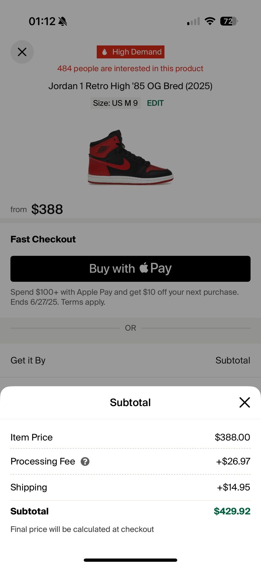 Jordan 1 Retro High 85” Og All Ds