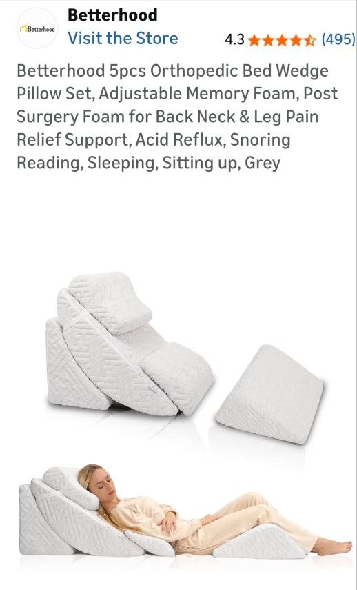Orthopedic bed wedge pillow set