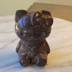 3.4" Approximately Jasper Hello Kitty Quartz Crystal 