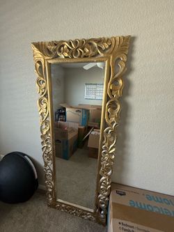 63 x 24 Gold Accent Mirror