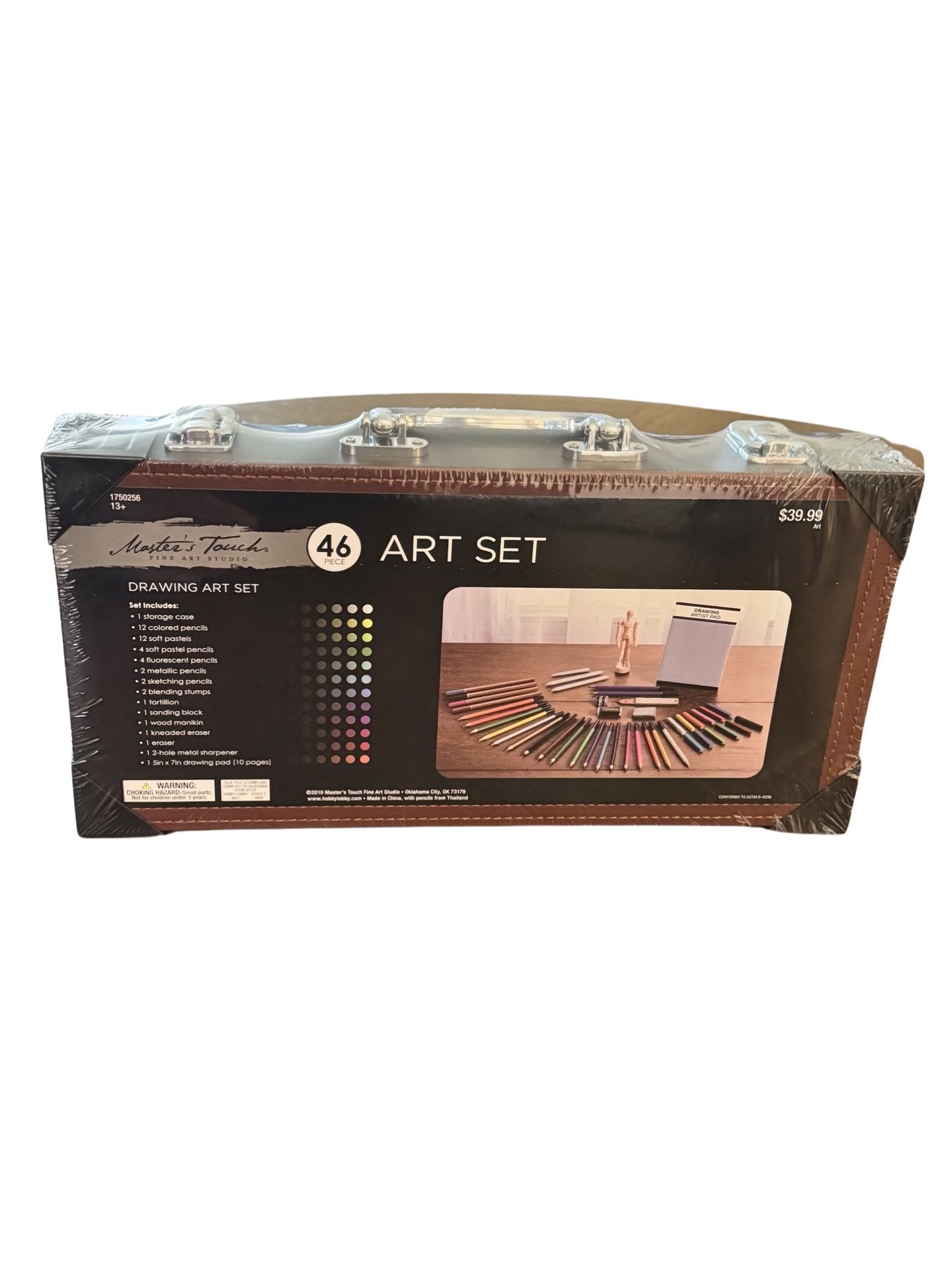 Master's Touch 46 Piece Drawing Art Set Fine Art Set - Leather Wood StyleCase