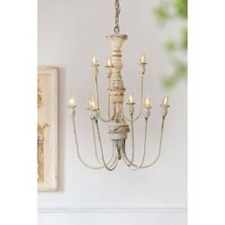A & B 8-Light Antique Gold Candlestick Chandelier