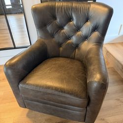 Italian Leather Swivel Chair 