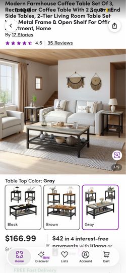 Wayfair 3 piece coffee table set.
