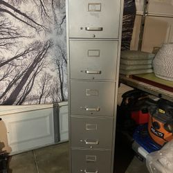 Silver 5 Drawer Filing Cabinet 