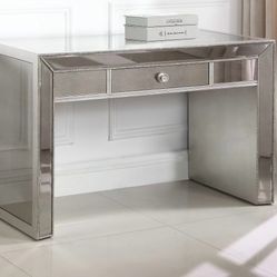 Brand New Glam Silver Mirrored Desk Vanity 