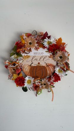 Hello Fall Autumn Decorative Wreath