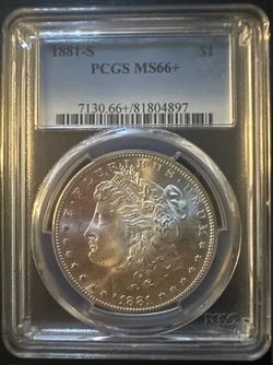1881‑S Morgan Silver Dollar — PCGS Certified MS66+   Certification #: (contact info removed)7