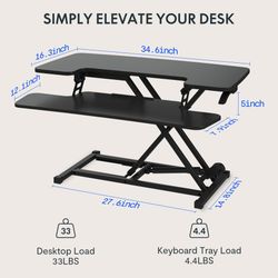 Black Standing Desk Converter with Keyboard Tray