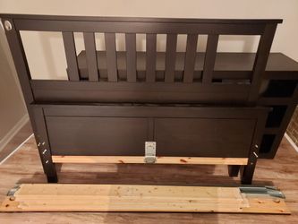Dark Brown Bed Headboard, Footboard And Frame.