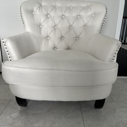 Off White Studded Arm Chair