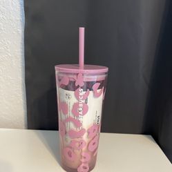 Starbucks Leopard print Glass Tumbler 