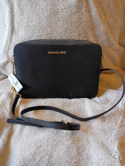 $378 Michael kors crossbody bag purse black zipper