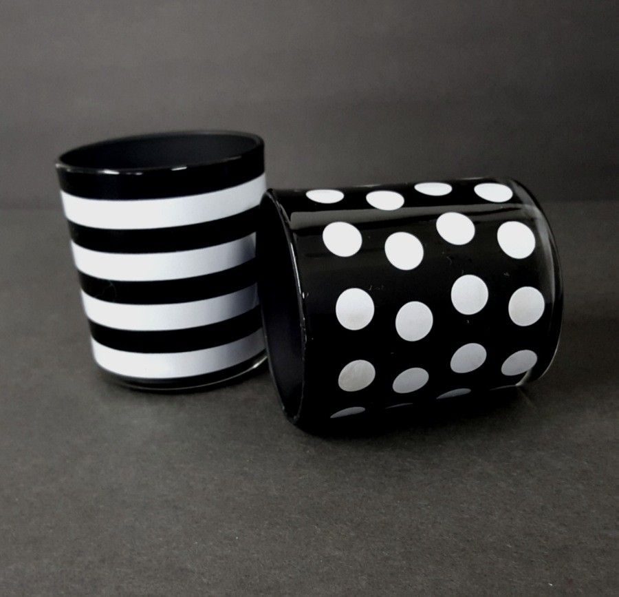 Pair of Black & White Candle Holders