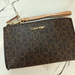 Calvin Klein Wristlet Gold And Brown 