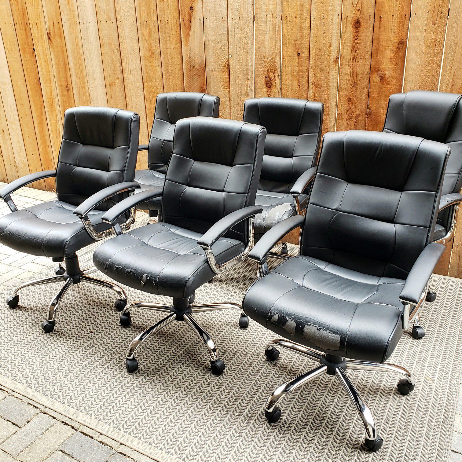 Office Faux Leather Black Chairs, adjustable & comfortable