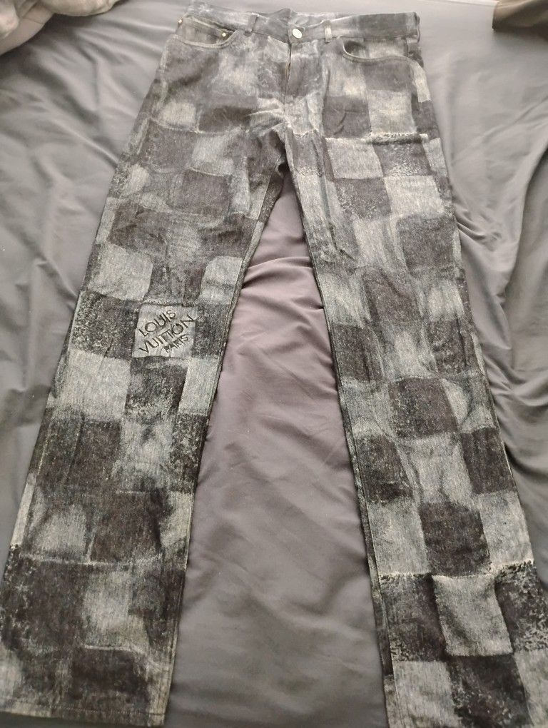 Denim Louis Vuitton Shirt and pants set(size 32 pants Medium Shirt)