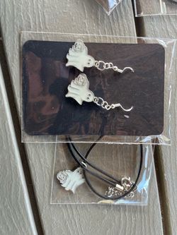 Ghost Charm Earrings and Necklace Set