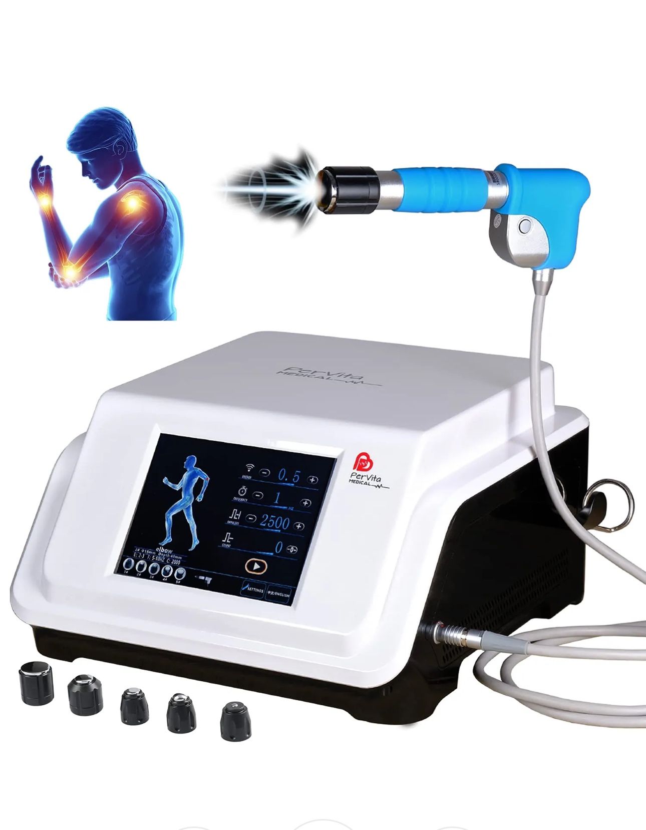 Extracorporeal Shock Wave Therapy ESWT Machine for Joint and Muscle Pain Relief, ED Treatment, Muscle and Bone Tissue Regeneration, Painless, Non-Inva