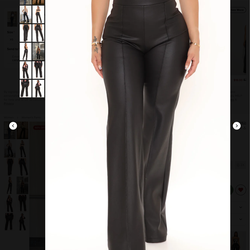 WOMEN’S BLACK FAUX LEATHER HIGH WAIST PANTS-SIZE 2X- NEW, NEVER WORN