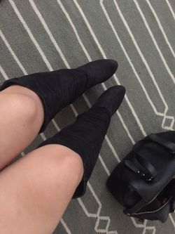 Black boots with leather rear