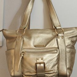 Michael Kors Gold Metallic Leather Purse