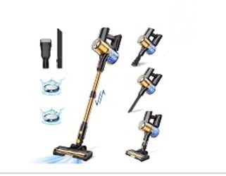 Cordless Vacuum Cleaner, Stick Vacuum for Pet Hair & Hardwood Floor (orange gold color)