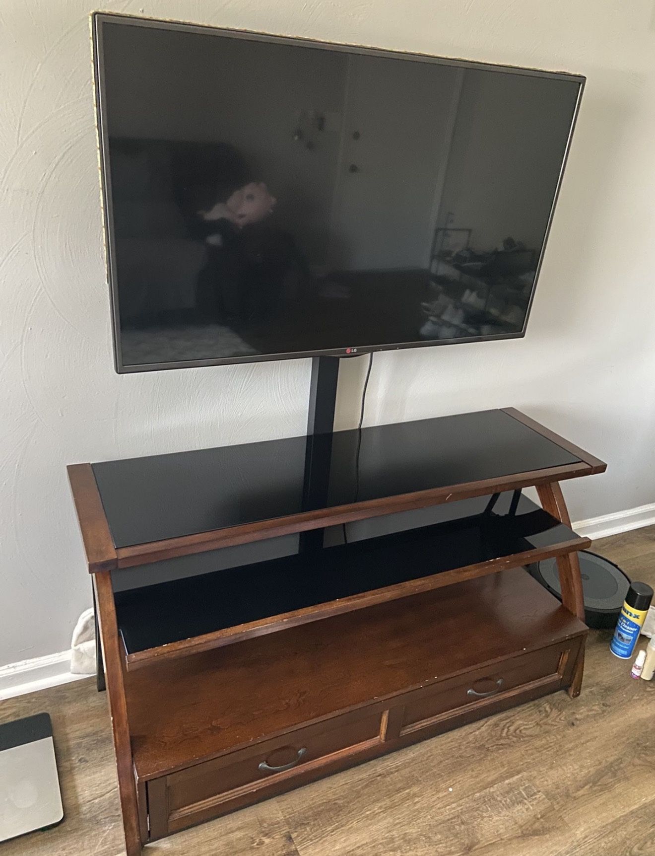 TV Table Stand 3 Tiers With Drawer And TV Mount