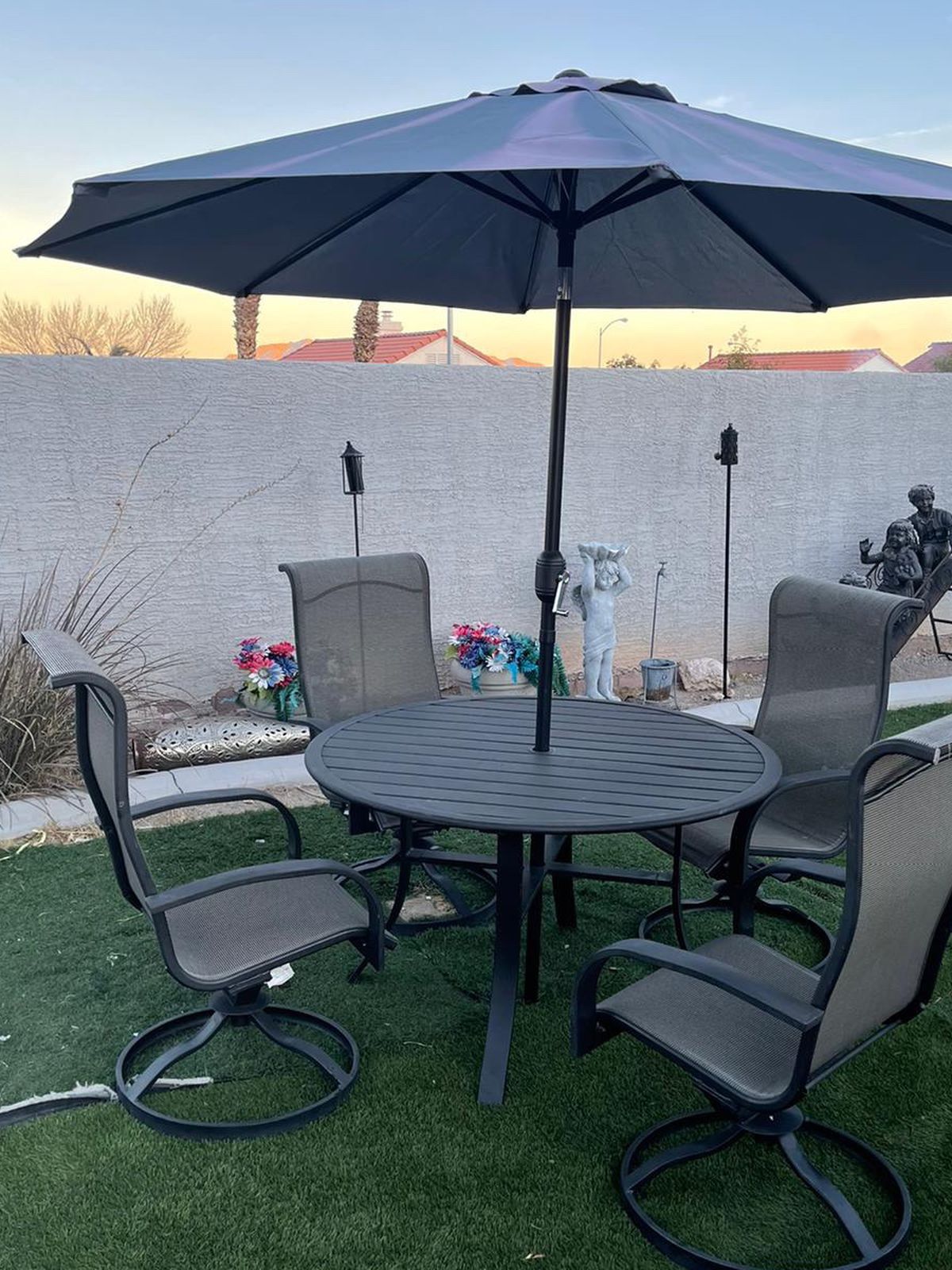 Metal Patio Furniture With Umbrella All Good Condition