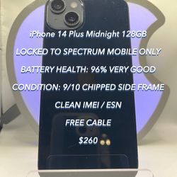 iPhone 14 Plus Midnight 128GB Spectrum Locked Used Authentic