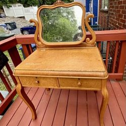 Wood Vanity Desk With Mirror - Will Deliver