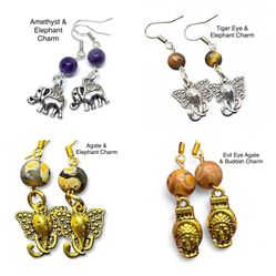 4 pairs of Charm with Genuine Stone Handmade Earrings