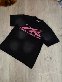 Hellstar Black T-Shirt Pink Logo small