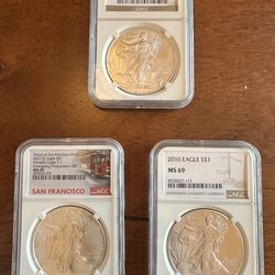 3 Graded Silver Eagles (MS69)