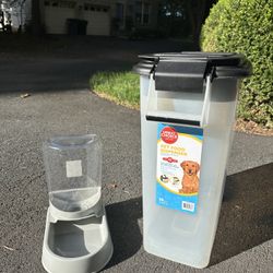 Dog Food Dispenser Container & Water Bowl