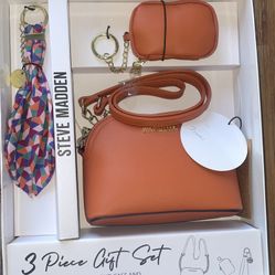 Steve Madden 3 Piece Set (Crossbody , Earbud Case and a Scarf Keychain )