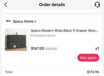 Spaco Modern Black 8-Drawer Wood Dresser