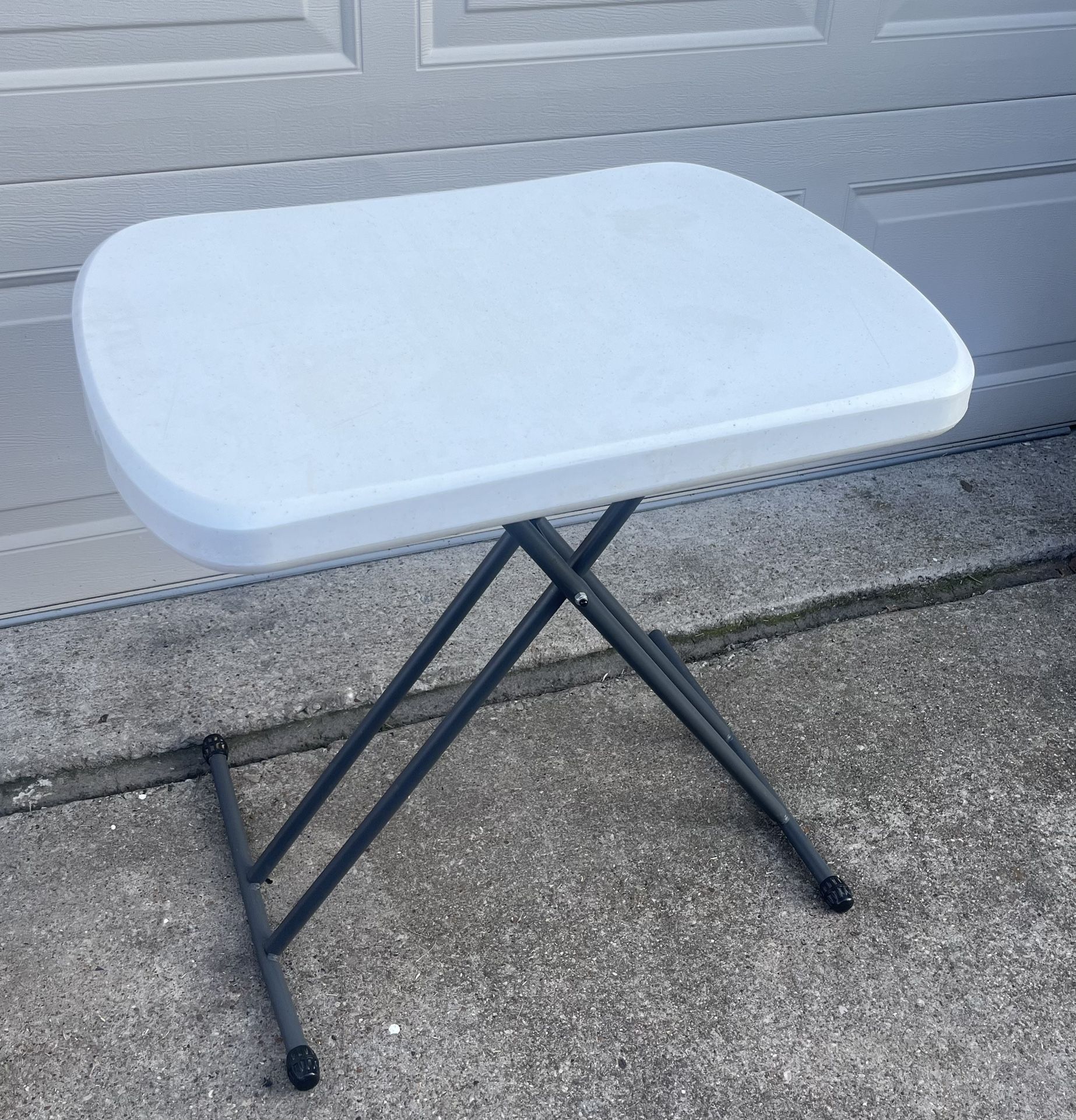 Height-Adjustable Personal Folding Table, Rectangular, 26.63" x 25.5" x 25" to 36", White Top,